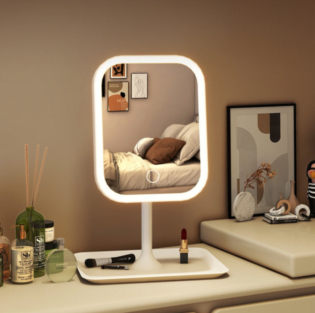 USB Rechargeable LED Meckup Mirror 3 Color Lighting
