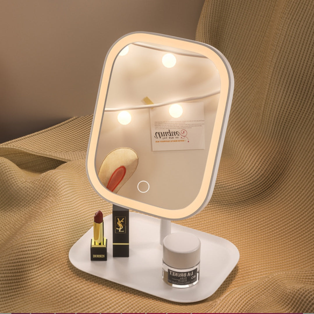 USB Rechargeable LED Meckup Mirror 3 Color Lighting